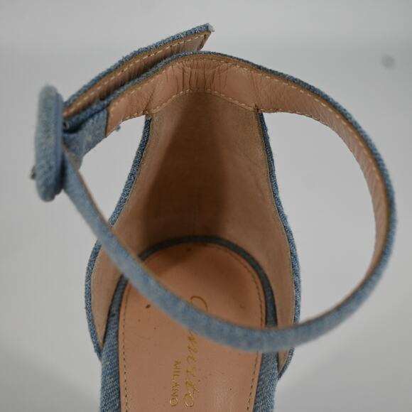 Gianvito Rossi Sheridan Blue Denim Platform Heels Size 37.5 - Picture 7 of 13